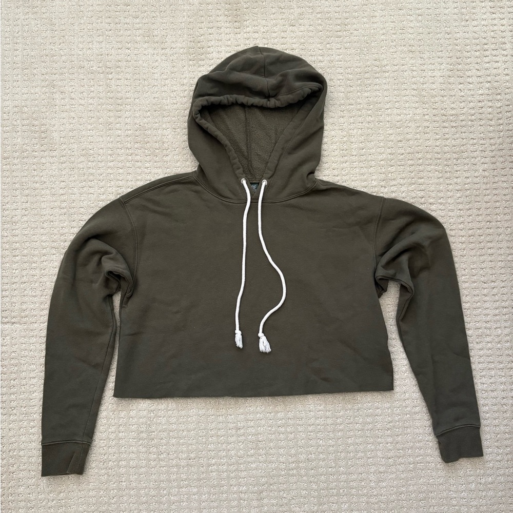 Wild Fable Dark Green Cropped Hoodie